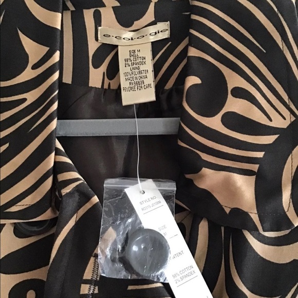 Jacket Ecologie by jacket size med animal print NWT brown beige lined bu… - Picture 7 of 8